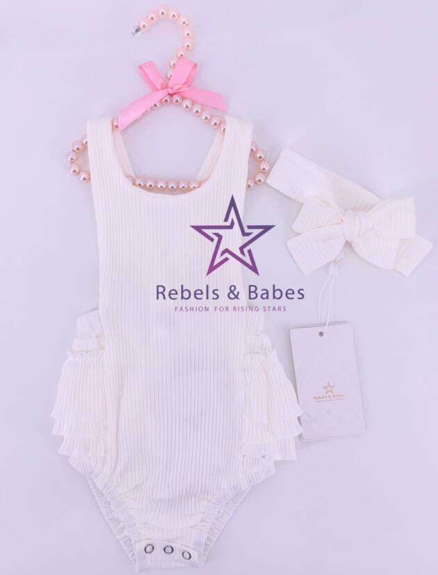 Babes, Baby Romper - weiß gerippt
