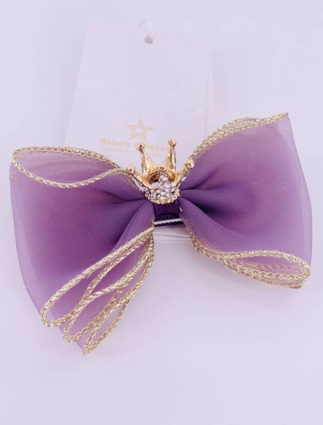 Haarspange, Schleife mit Krone Purple