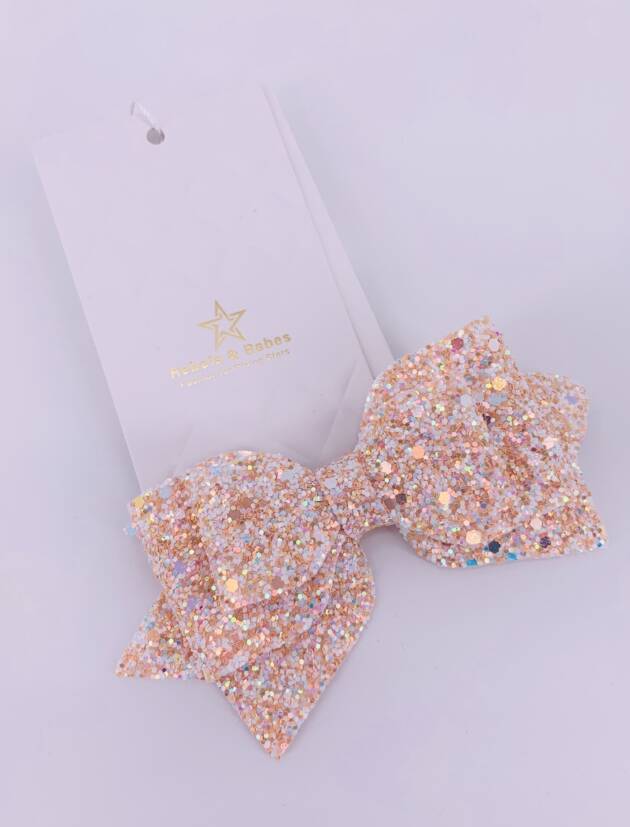 Haarspange Mädchen, Glitter Apricot/White