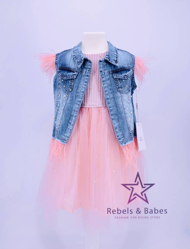 Babes, Mädchenkleid mit Federfransen