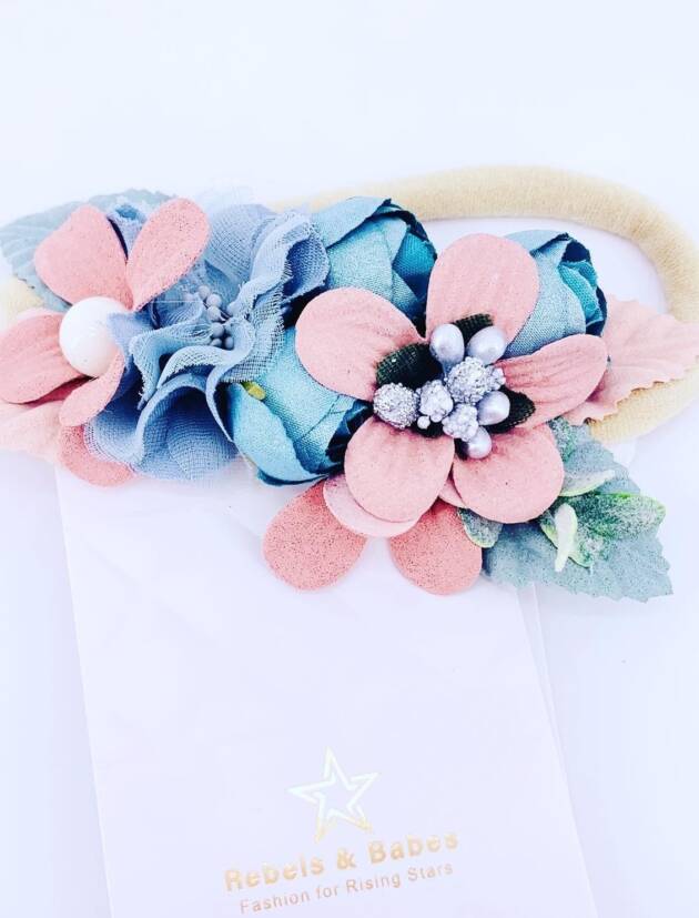 Baby Haarband, Blume Petrol