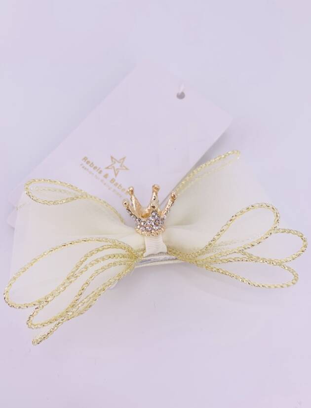 Haarspange, Schleife mit Krone Vanilla