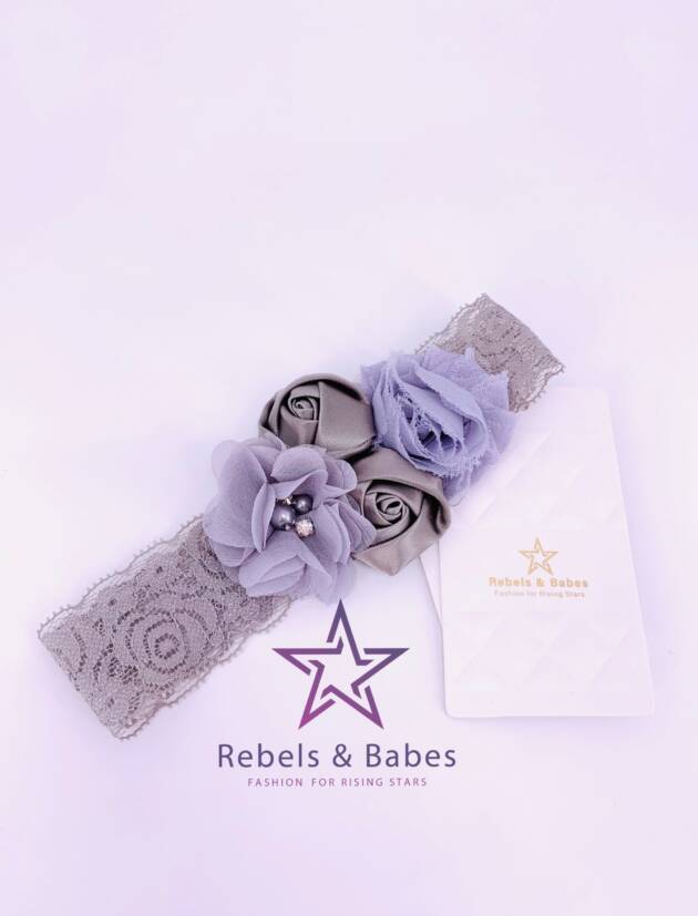 Haarband Mädchen, Spitze Grey