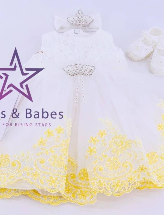 Babes, festliches Babykleid 0-3 Monate, yellow
