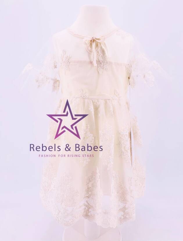 Babes, Mädchenkleid Tüll bestickt - Offwhite