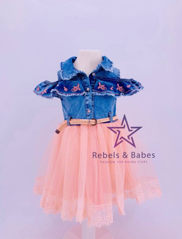 Babes, Jeans-Tüllkleid mit Tasche