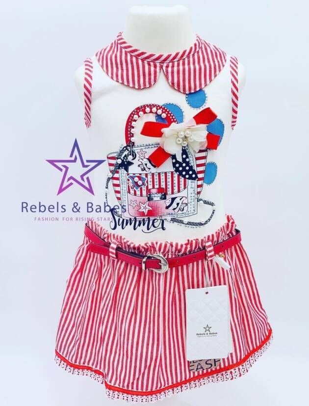 Babes, Mädchenkleid Marine Rot