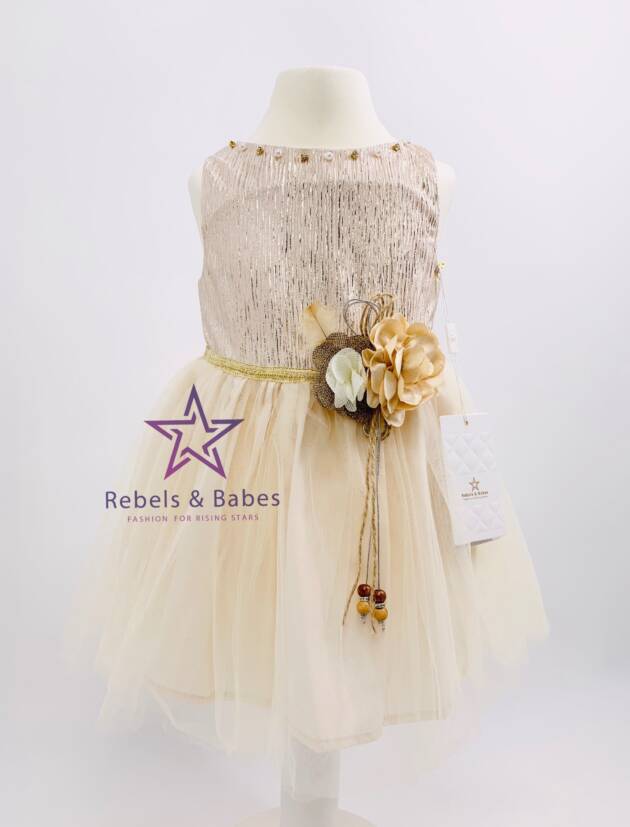 Babes, Mädchenkleid mit Blumentaille Gold