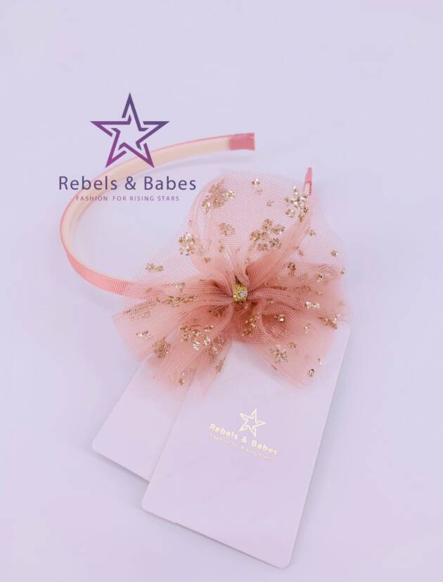 Haarreif Mädchen, Rose/Gold Tüll