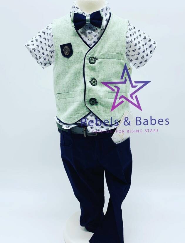 Rebels, Anzug-Set festlich mit Weste & Fliege, Mint