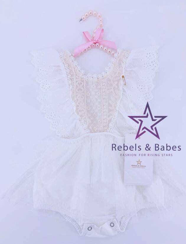 Babes, Baby Romper - weiß mit Tüll