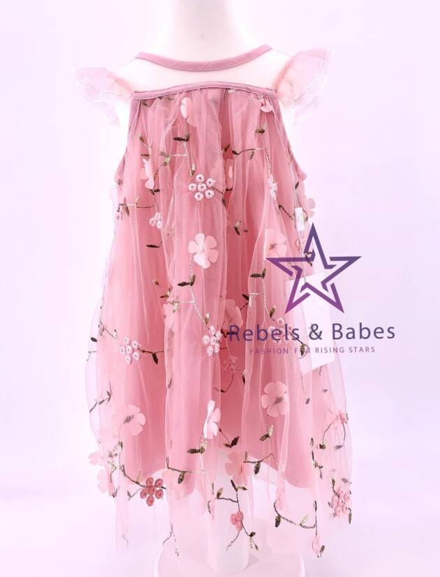 Babes, Mädchen Hängerkleid Tüll bestickt mit 3D Blumen