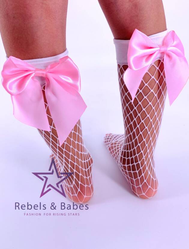 Netzsocken, Weiß-Rosa