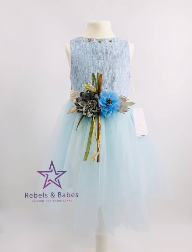 Babes, Mädchenkleid mit Blumentaille Blue