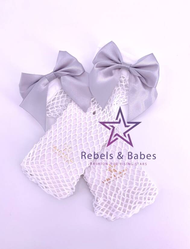 Netzsocken, Weiß-Grau