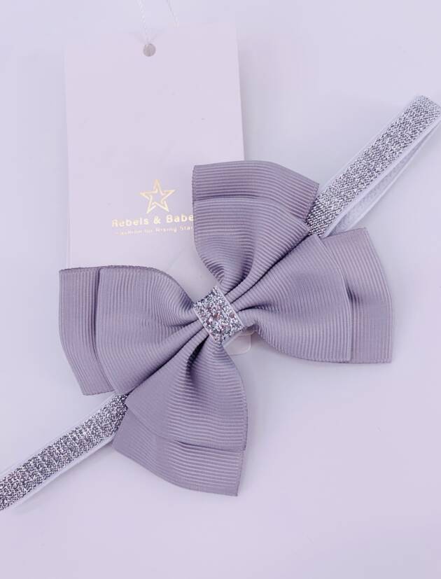Haarband Mädchen, Schleife Grey